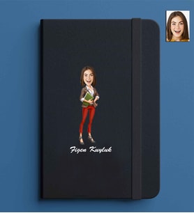 Kişiye Özel Kadın Model 13x21 Siyah Defter-34