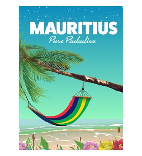 Mauritius Hamak Tarzı Seyahat Posteri. Tablo Ahşap Poster Dekoratif