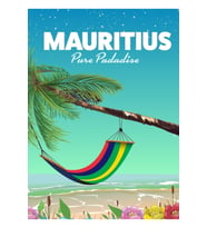 Mauritius Hamak Tarzı Seyahat Posteri. Tablo Ahşap Poster Dekoratif