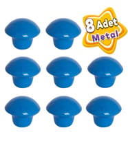 8 Adet Mavi Mantar Düğme Kulp Çocuk Bebek Mobilya Çekmece Dolap Kapak Kulbu Metal Kulp Aksesuarları Vidalı