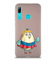 Huawei P Smart 2019 Soft Premier Kapak Bayan Puff Tasarımlı Silikon Kılıf - Pudra (Şeffaf)