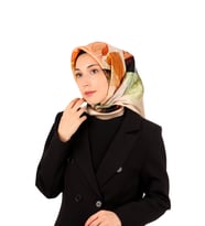 Bursa İpek Soft Bej Armoni Desen Sura İpek Eşarp
