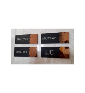 Dekoratif Aynalı Kapı Tabelası Pleksi - Mutfak