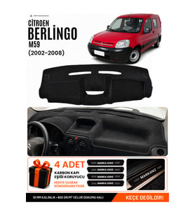 CITROEN BERLINGO M59 (2002-2008) Uyumlu Torpido Örtüsü Torpido Kılıfı - Siyah