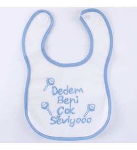 Erkek Bebek Dedem Beni Çok Seviyo Yazılı Mavi Önlük
