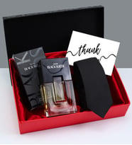 Özel Kutusunda Avon Black Suede Erkek Parfüm & Siyah Kravat Erkeğe Hediye Seti