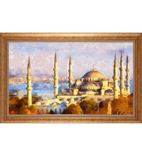 EV İŞYERİ OFİS İÇİN ALTIN ÇERÇEVELİ PASPARTULU TABLO S633