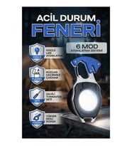 Çok Fonksiyonlu Şarjlı Acil Durum Feneri Elektronik Çakmak Tornavida ve Düdüklü Kamp Ekipmanı