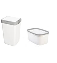 Geseus Motek Tekli 40 Lt Kirli Çamaşır Sepeti+Çamaşır Selesi Ikili Set, Çeyiz Seti Gri+Beyaz