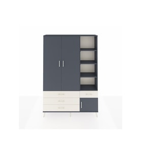 Arges Dolap 5 Raflı 4 Çekmeceli Tek Askılı 132x30x195 Antrasit-Antrasit/Aytaşı