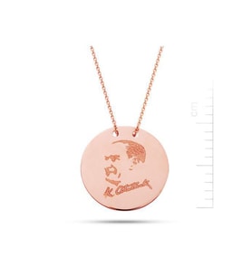 Bella Gloria Rose Altın Atatürk İmza Plaka Kolye (PP78107)