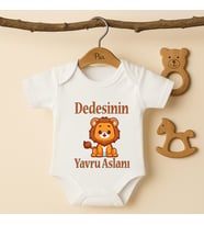 Pia Baby B42 %100 Pamuk Dedesinin Yavru Aslanı Yazılı Tasarlanabilir Bebek Body (Ekru)