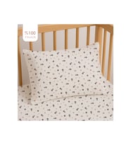 %100 Pamuklu Bebek Lastikli Çarşaf 60x120+20 + Bebek Yastık Kılıfı 35x45