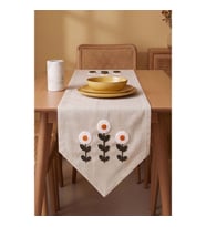 Daisy Cream Kasso Punch İşlemeli Runner 35x110 cm