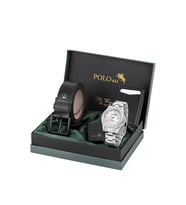 Polo Air Takvimli Erkek Kol Saati Otomatik Cüzdan Kemer Çakmak Seti Gümüş Renk PL-7080E5