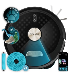 Conga M100 Spin AI Robot Süpürge, 20.000Pa Güçlü Emiş, Lazer Navigasyon, Spin Mop, Tüy Dolanmaz