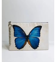Mavi Kelebek Clutch Çanta