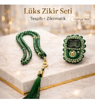 Bripurga Hediyelik Taşlı Zikirmatik & Tesbih Seti  Şık & Zarif Özel Seri  Hediye Kutulu (Yeşil)
