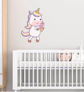 BK Gift Unicorn Tasarımlı Çocuk Odası Ahşap Duvar Süsü-2 (Beyaz)