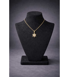 Gold Renk Güneş Figürlü Opal Taşlı Kolye