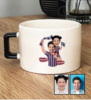 Kişiye Özel Karikatürlü Bordo Mavi Baba Kız Lüks Fincan Babalar Günü Hediyesi