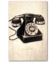 CakatabloSiyah Beyaz Çevirmeli Ahşap Zeminde Telefon Görseli MDF Tablo