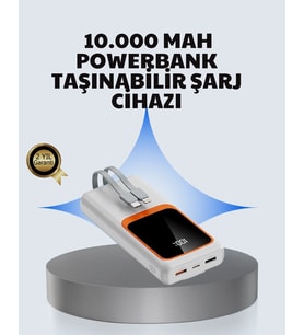 Kompakt 10000 Mah Powerbank - Dijital Göstergeli, Type-c Ve Lightning Uyumlu