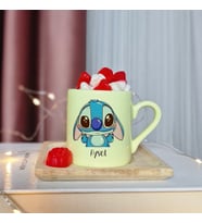 Stitch Tasarımlı Kişiye Özel Sarı Türk Kahvesi Fincanı