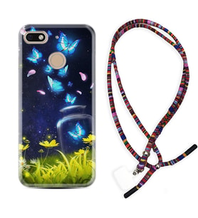 General Mobile GM8 Go GM9 GM20 Pro Plus Kılıf Boyun Asklı Rasta Silikon Neon Butterflys 1309