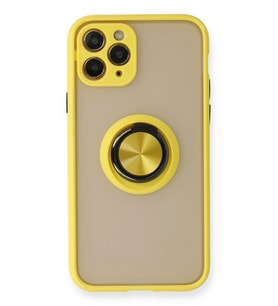 Pilelistore   iPhone 11 Pro Max Kılıf Montreal Yüzüklü Silikon Kapak - Sarı