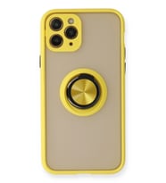 Pilelistore   iPhone 11 Pro Max Kılıf Montreal Yüzüklü Silikon Kapak - Sarı