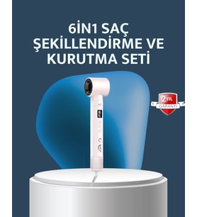 6-In-1 Saç Şekillendirme Seti Yüksek Hızlı Motor Negatif İyon Lcd Ekran