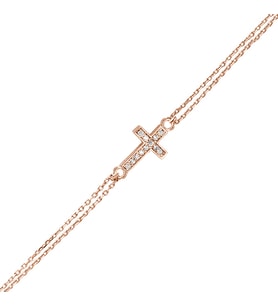 Gümüş Rose Renk Mini Cross Bileklik