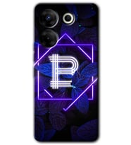 Tecno Camon 20 Pro 4G Kılıf HD Desen Baskılı Kılıf - Dark Neon Yaprak B Harfi