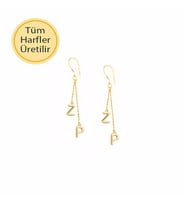 14k Altın Sallantılı Harf Küpe