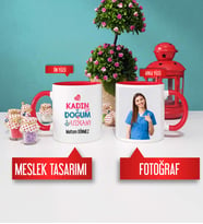 Kadın Doğum Uzmanı Kupa Bardak Kırmızı Fotoğraflı