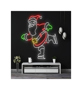 Noel Baba Figürlü Yılbaşı Temalı Neon Tabela