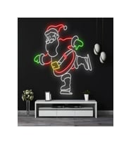Noel Baba Figürlü Yılbaşı Temalı Neon Tabela