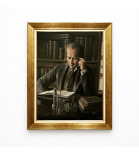 Tablore Atatürk Kitap Okurken Kanvas Tablo - Kütüphane Temalı Entelektüel Atatürk Portres