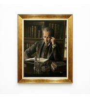 Tablore Atatürk Kitap Okurken Kanvas Tablo - Kütüphane Temalı Entelektüel Atatürk Portres