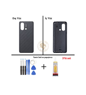 Xiaomi Redmi 12C Grafit Grisi Uyumlu Arka Kapak + Yapıştırıcı ve Vida Seti