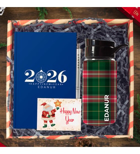 eJOYA Yeni Yıla Özel Defter Ve Kalem & Matara & Ahşap Hediye Sepeti 114436 (Lacivert)