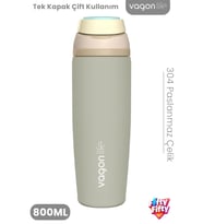 800 ML Tek Kapak Çift Kullanım Pipetli Rahat İçim Kulplu SUS304 Paslanmaz Çelik Termos -1107-800ML