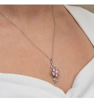 Pembe Çiçek 925 Ayar Gümüş Kadın Kolye