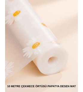 10 Metre Papatya Desenli Yapışmaz Kaydırmaz Çekmece Örtüsü