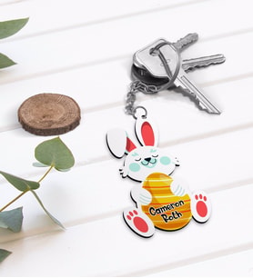 BK Gift Kişiye Özel Paskalya Bayramı Ahşap Anahtarlık-4