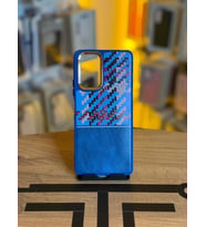 Redmi Note 10 Pro Uyumlu Piksel Desenli ve Deri Detaylı Premium Stil Kılıf (Mavi)