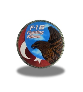 F-16 Fighting Falcon Plastik Cırtlı  Arma Patch 9,5 cm