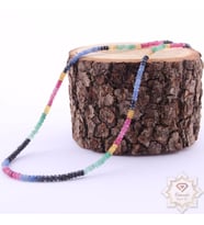 Doğal Taş Kolye - Yakut, Safir, Zümrüt 46 cm M334
