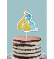 Baby Dinozor Teması 4 Yaşında Pasta Süsü *Kalın Kağıt